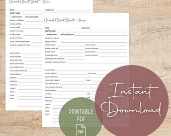 Real Estate Client Sheet: Buyer & Seller Forms (Printable PDF)