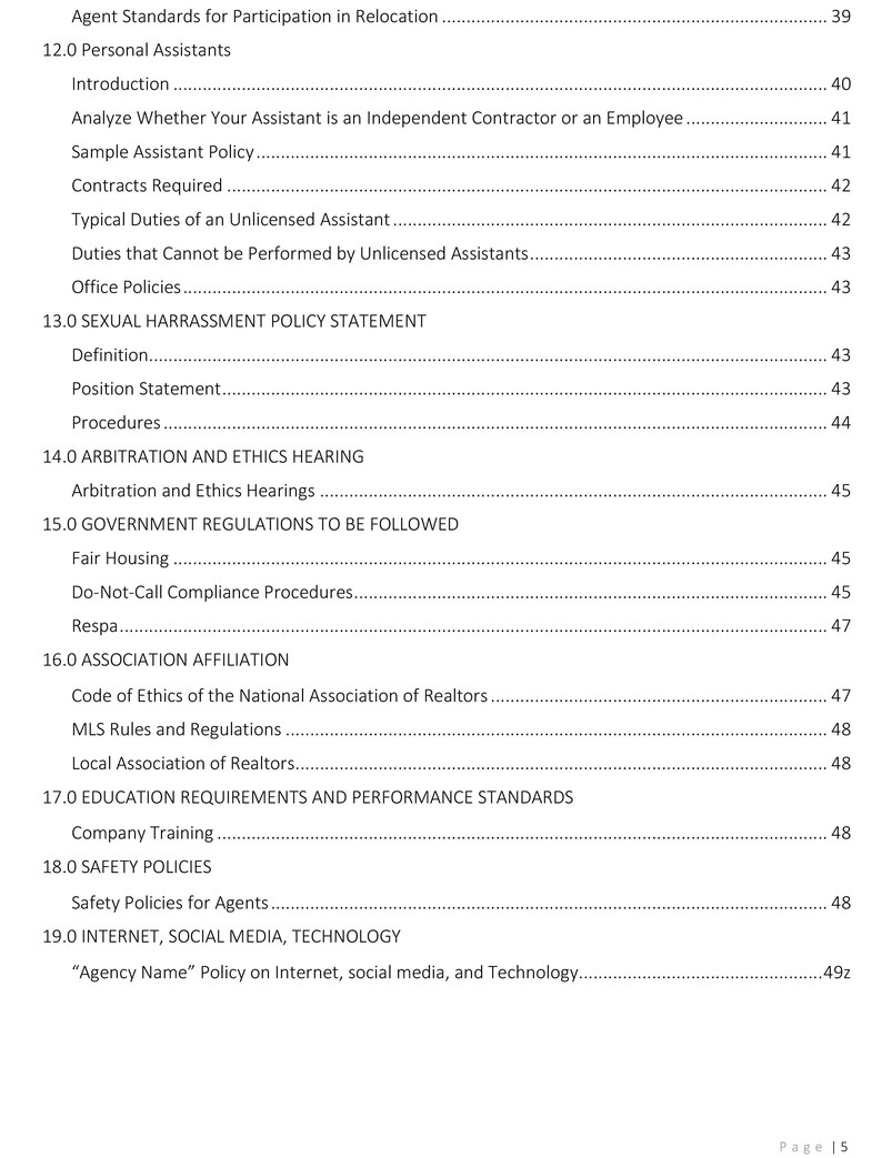 Policies and Procedures Manual Real Estate Real Estate Etsy