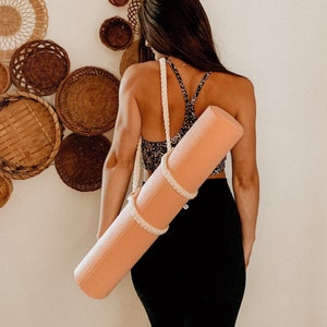 Macrame Yoga Strap | Picnic + Beach Blanket Carrier | Adjustable Pilates Mat Sling | Gift for Yoga Lovers | Exercise, Meditation + Zen Gifts