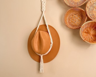 Macrame Hat Holder | Hat Rack | Hanging Storage + Wall Display