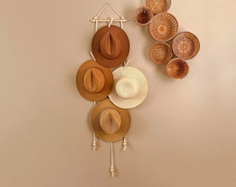 Macrame Hat Rack | Hanging Ball Cap & Cowboy Hat Organizer
