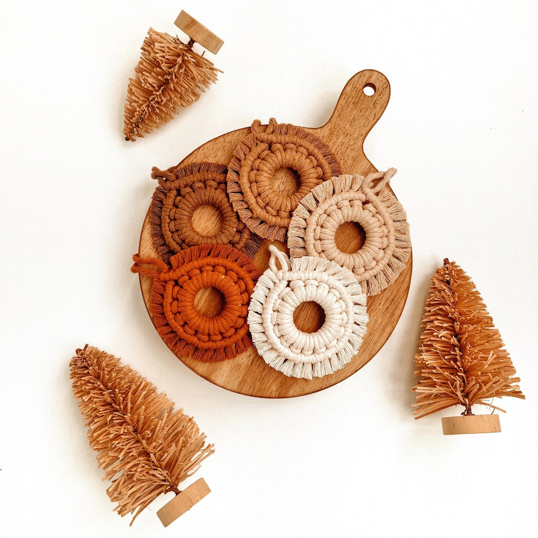 Macrame Wreath Ornament Boho Christmas Tree Ornaments Set - Etsy