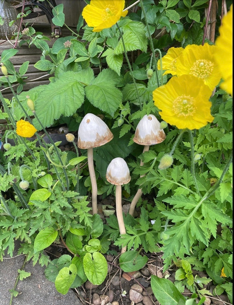 Ceramic toadstools for the garden, ceramic mushrooms, garden bells, pottery mushrooms, pottery toadstools, garden mushrooms, handmade gift image 2