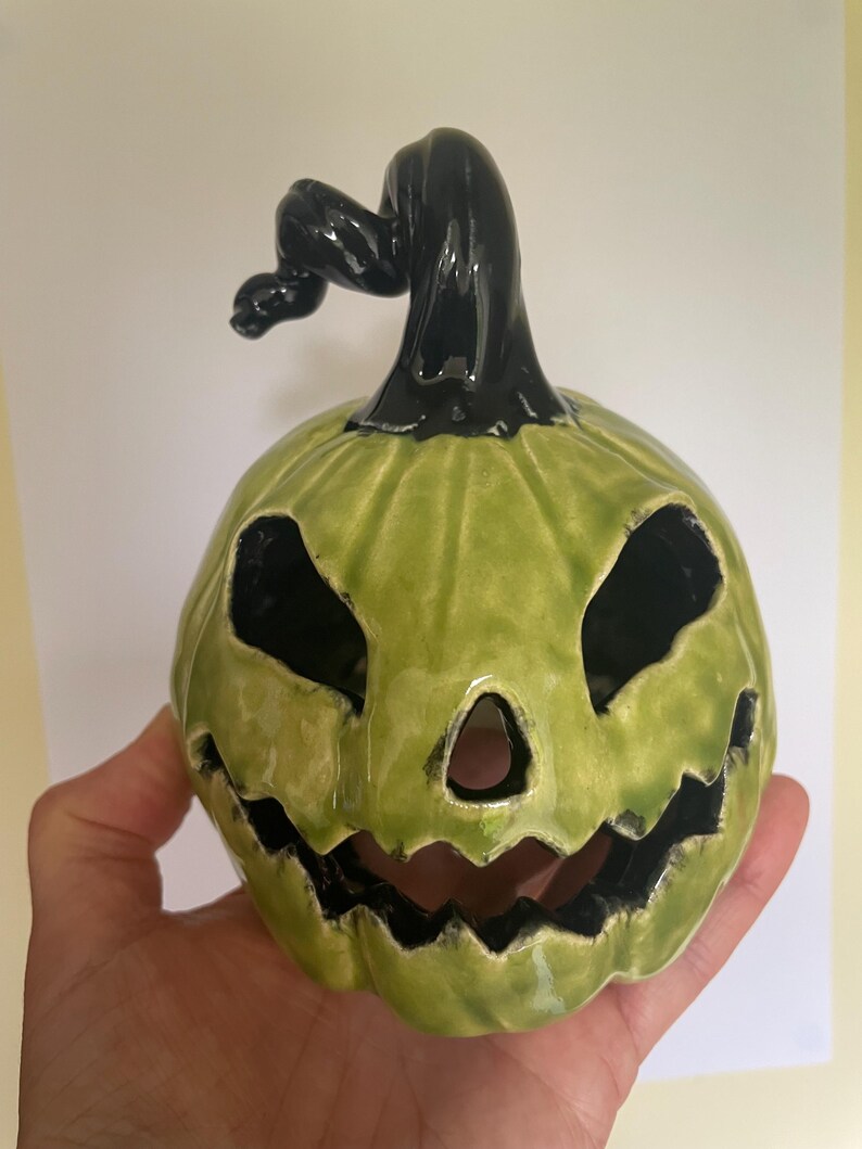 Jack O'lantern, Ceramic Halloween Tealight, Handmade Candle Holder