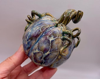 Handmade Ceramic Pumpkin Ornament: Pottery Fall Decor, autumn decoration, Halloween decor