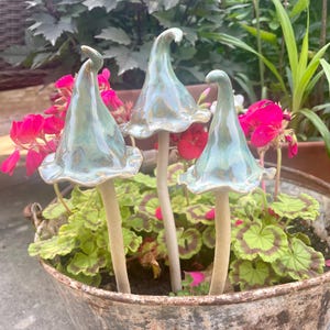 Ceramic toadstools for the garden, ceramic mushrooms, garden bells, pottery mushrooms, pottery toadstools, Christmas gift, handmade gift
