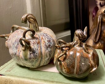 Handmade Ceramic Pumpkin: Pottery Halloween Decor Ornament