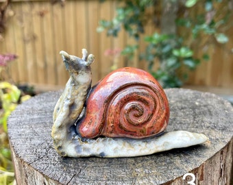 Handmade ceramic snail, ceramic snail, pottery snail, handmade snail ornament, snail, garden decor, home decor, snail decoration, Christmas