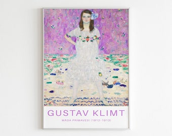 Klimt Mäda Primavesi Poster Digital Art Download, Gustav Klimt Purple Exhibition Printable Wall Art, Klimt Famous Painting Print Download