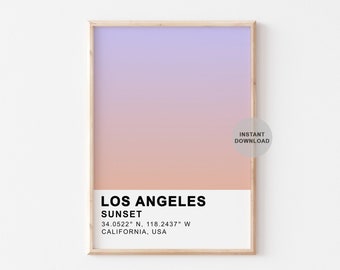 Los Angeles Sunset Print: Abstract Pink Sky, Modern Wall Art (Digital Download)