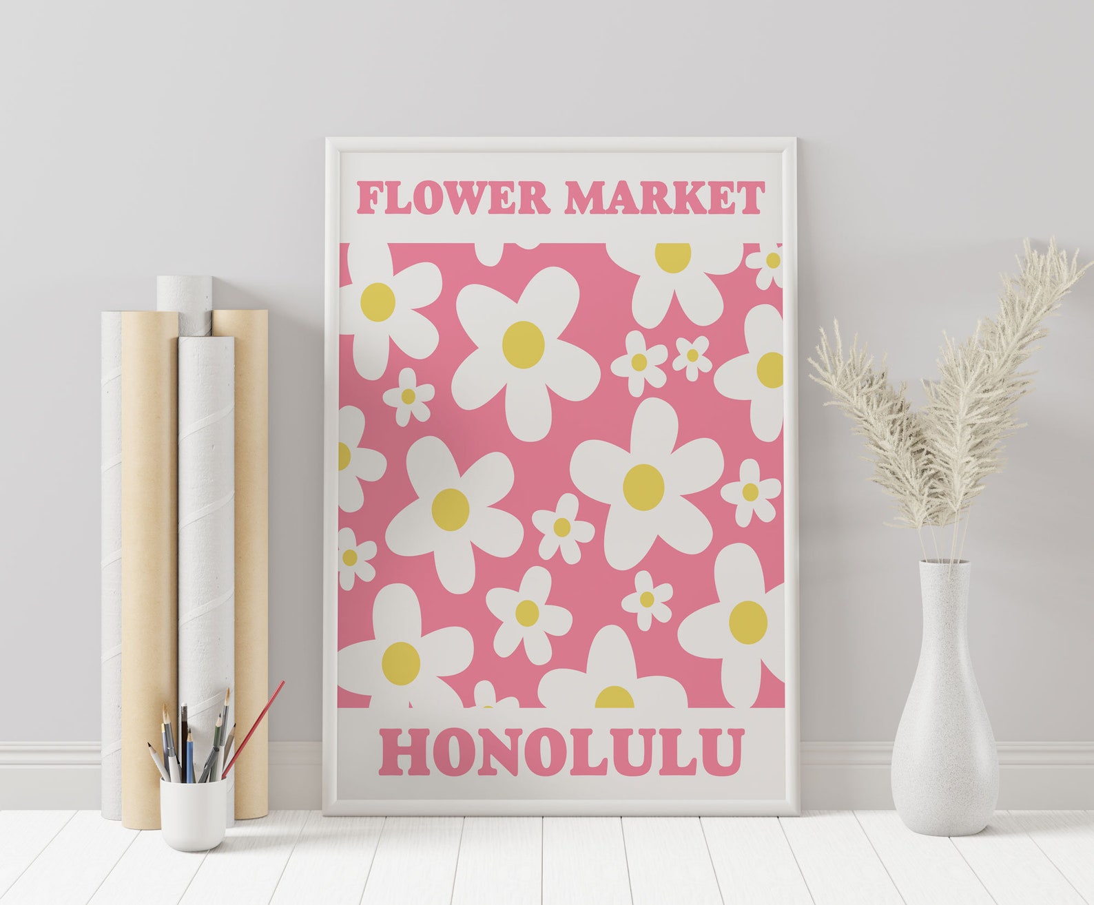 Honolulu Flower Market Print, Flower Market Poster Honolulu Printable