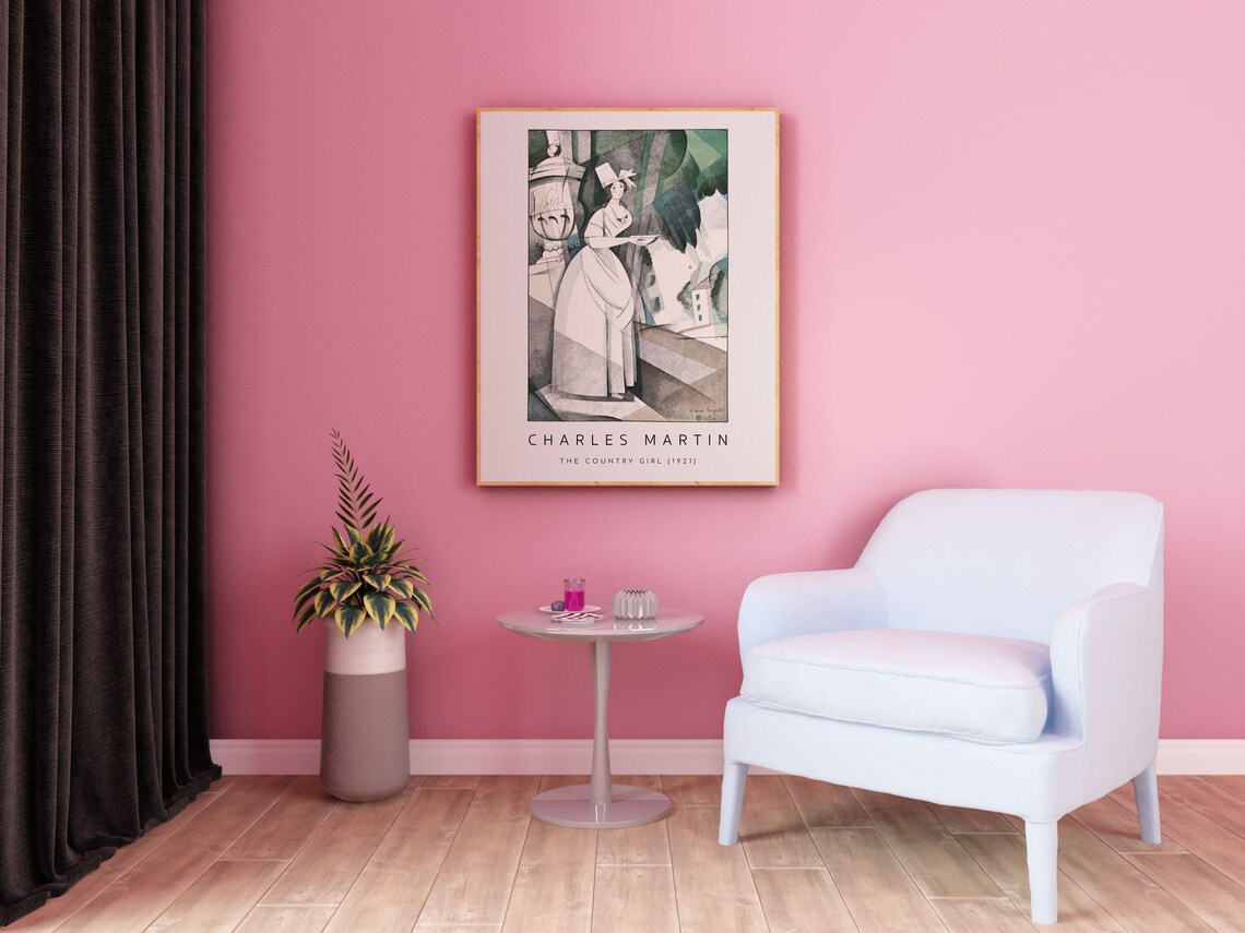 Vintage Fashion Illustration Wall Art Woman in Dress Wall Etsy