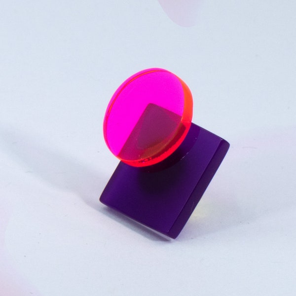 Neon Pink/Purple Acrylic Pin, Modern Pin, Minimalist Geometric Pin, Colourful Acrylic Pin