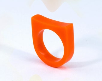 Orange Acrylic Ring, Acrylic Ring, Stackable Ring, Modern Ring, Colorful Statement Ring