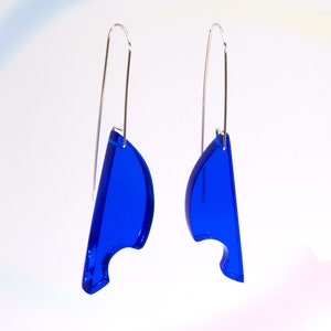 Electric Blue Earrings, Dangle Acrylic Earrings, Sterling Silver Earrings, Modern Earrings, Colorful Statement Jewelry, Bold Earrings image 6