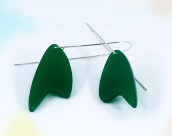 Translucent Green Earrings, Statement Dangle Earrings, Sterling Silver Jewelry, Minimalist Earrings, Acrylic Earrings, Contemporary Earrings