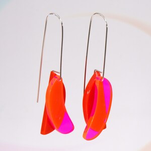 Colorful Geometric Earrings, Red Acrylic Jewelry, Pink Plastic Earrings,  Simple Yellow Earrings, Lightweight Orange Earrings 