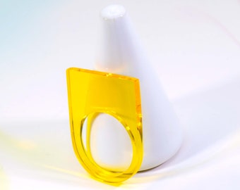 Transparent Yellow Acrylic Ring, Acrylic Colorful Ring, Beautiful Minimalist Ring, Bold Statement Ring, Modern Jewelry, Stackable Ring