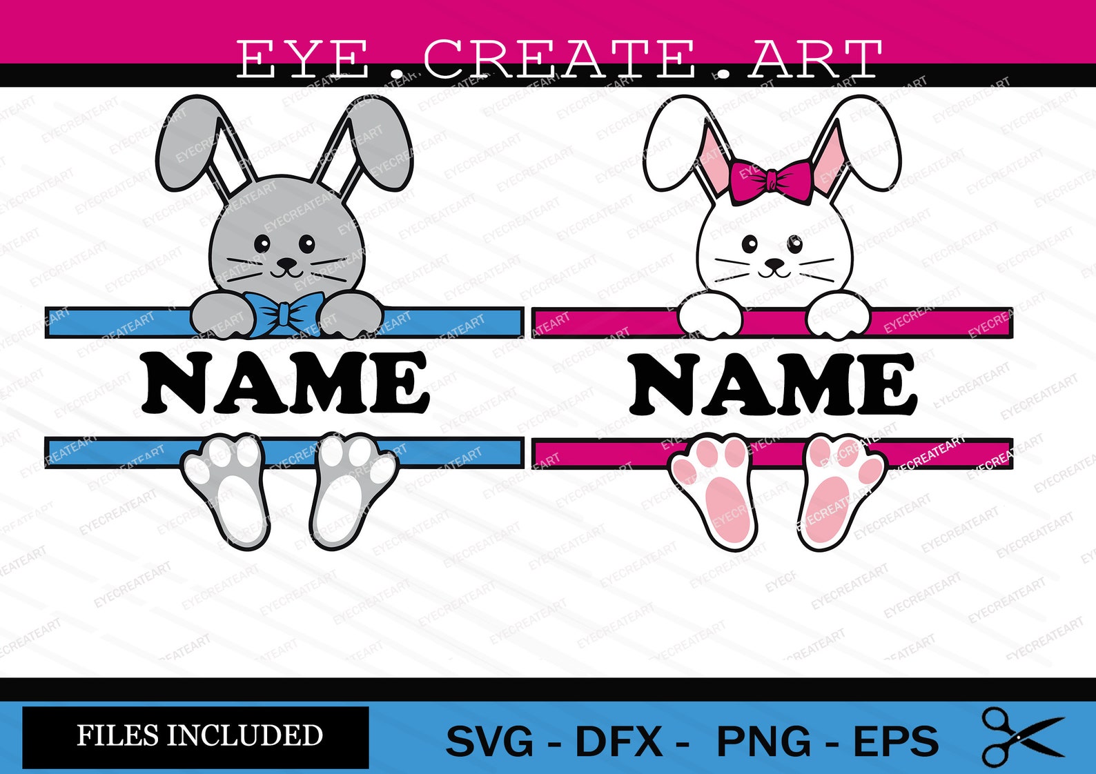 Bunny Sign Name SVG Bunny Svg Easter SVG Bunny split svg | Etsy