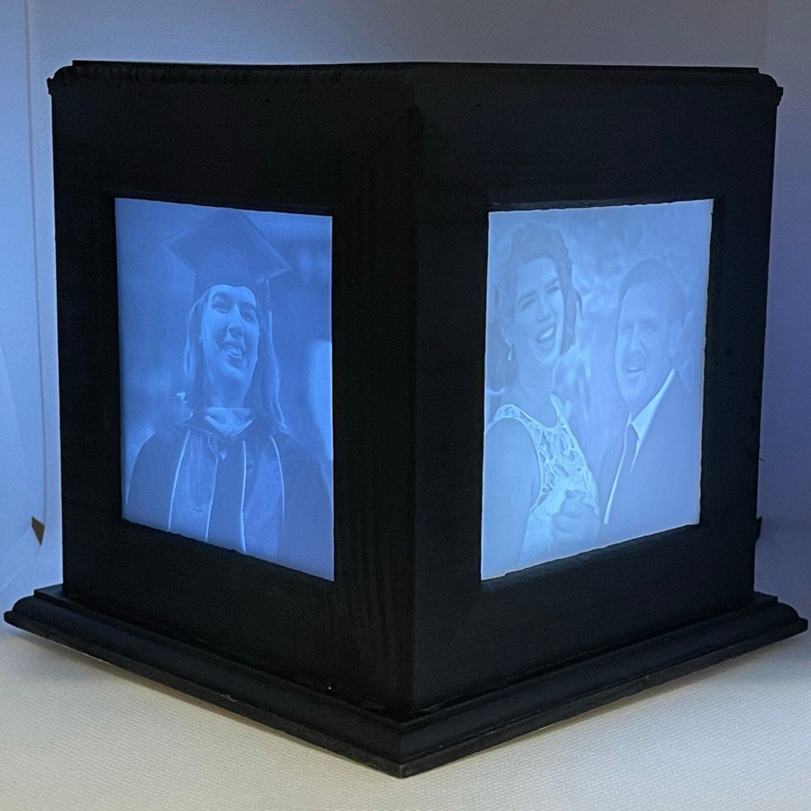 Custom 3D Photo Cube Box Frame Colored LED Lights for Wedding Etsy