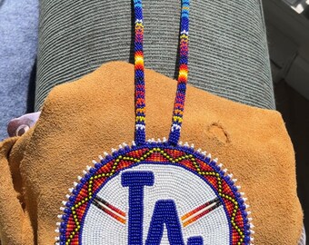 Indigenous Beaded Medallion - LA Dodgers