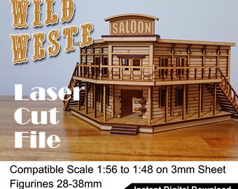 Wild West Saloon Laser Cut Dateien | 28-38 mm Miniaturen (Digitaler Download)
