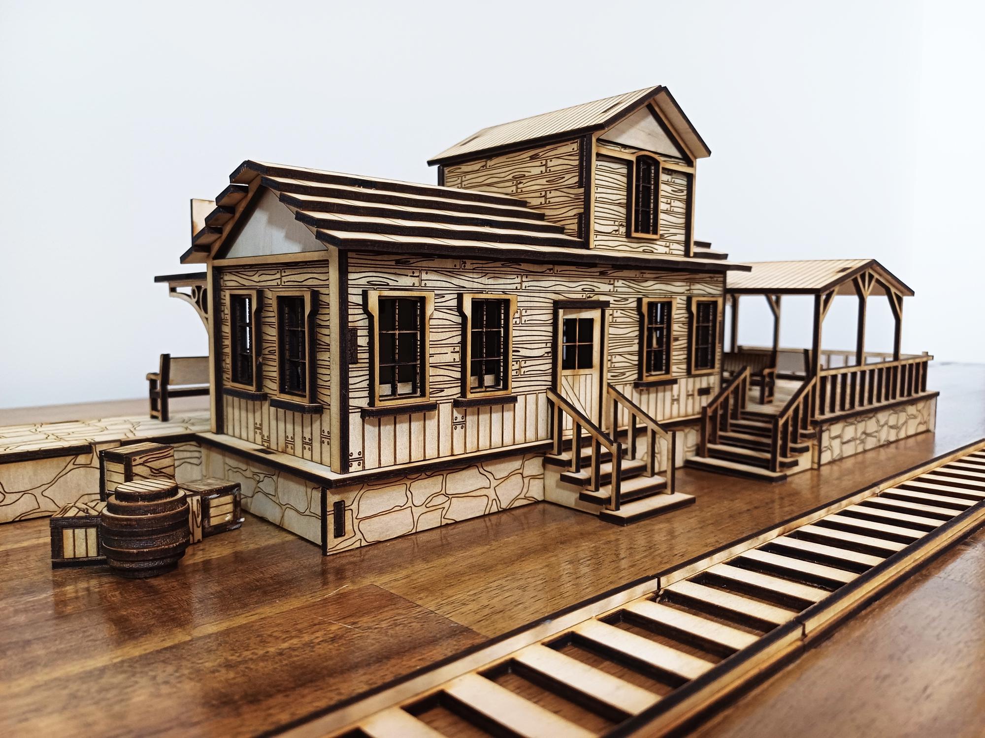 Wild West Train Station Laser Cut Engraving Files Railway O Scaled for ...