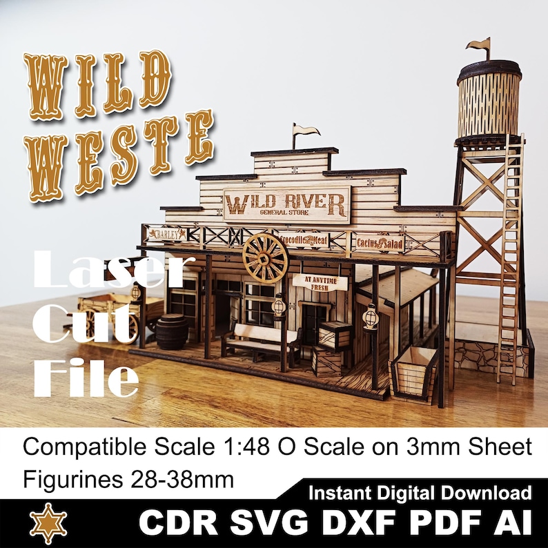Wild West General Store + Water Tower Laser Cut Files | O Scale ...