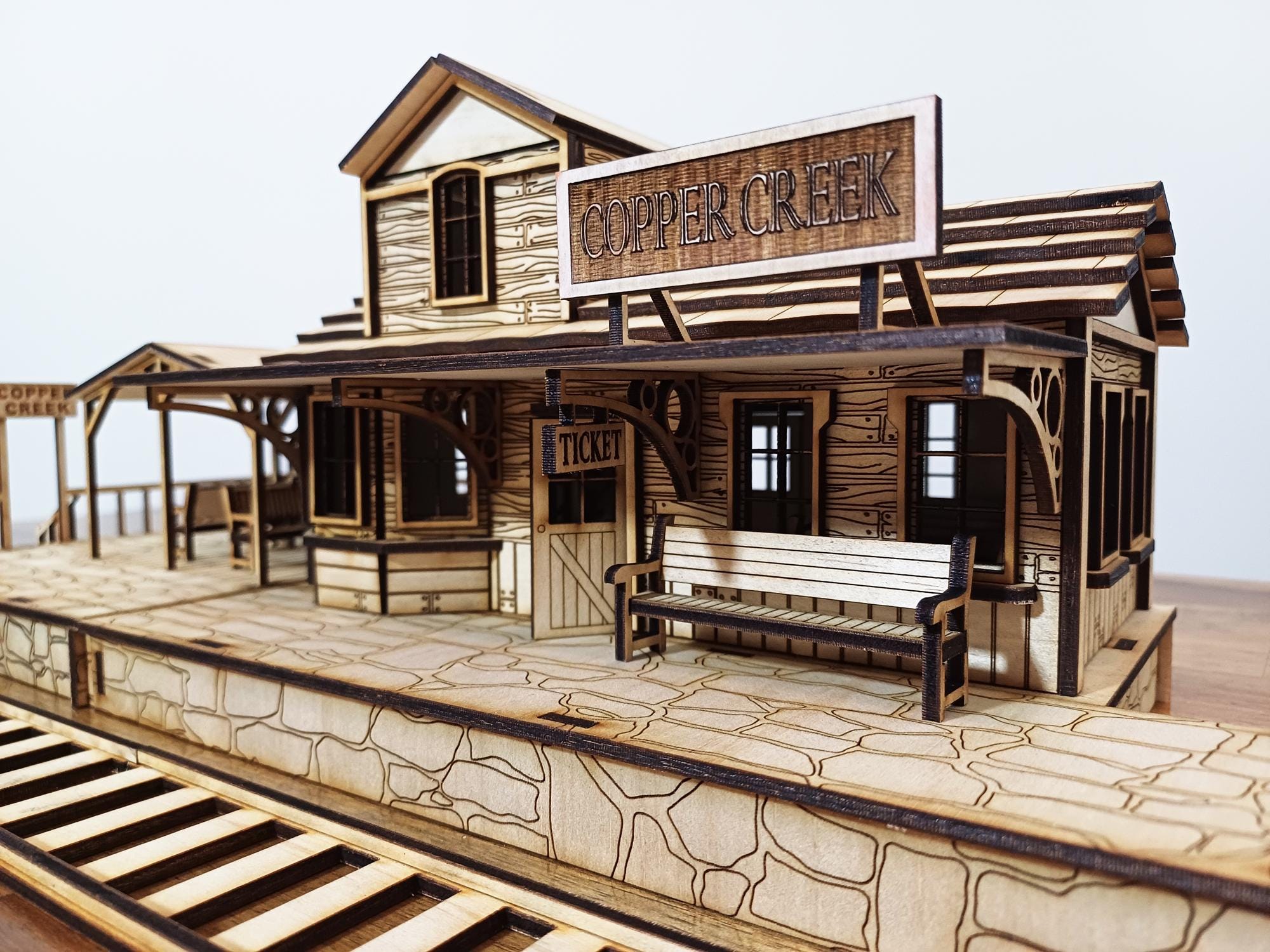 Wild West Train Station Laser Cut Engraving Files Railway O Scaled for ...