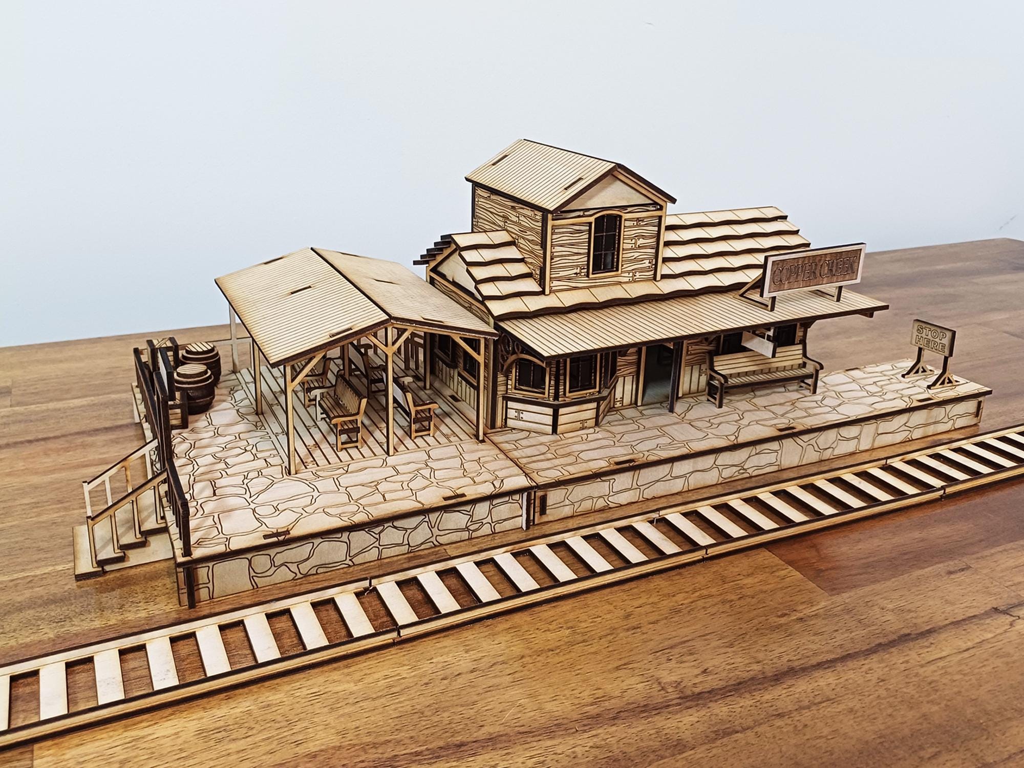Wild West Train Station Laser Cut Engraving Files Railway O Scaled for ...