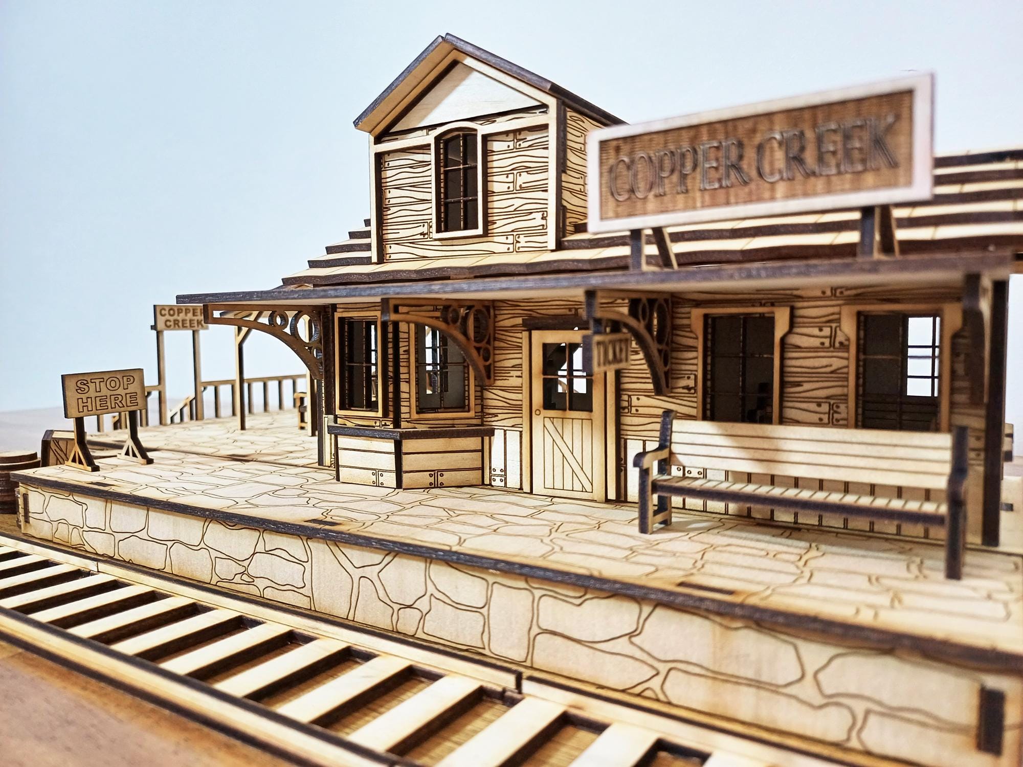 Wild West Train Station Laser Cut Engraving Files Railway O Scaled for ...