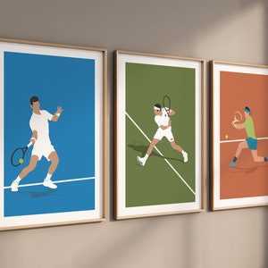 Lot of 3 posters Nadal, Djokovic, Federer - Digital file to print - Tennis posters - Grand Slam, Grand Slam