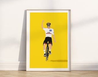 THE SLOVENIAN - affiche tour de France - maillot jaune  - Affiche minimaliste vélo - illustration cyclisme