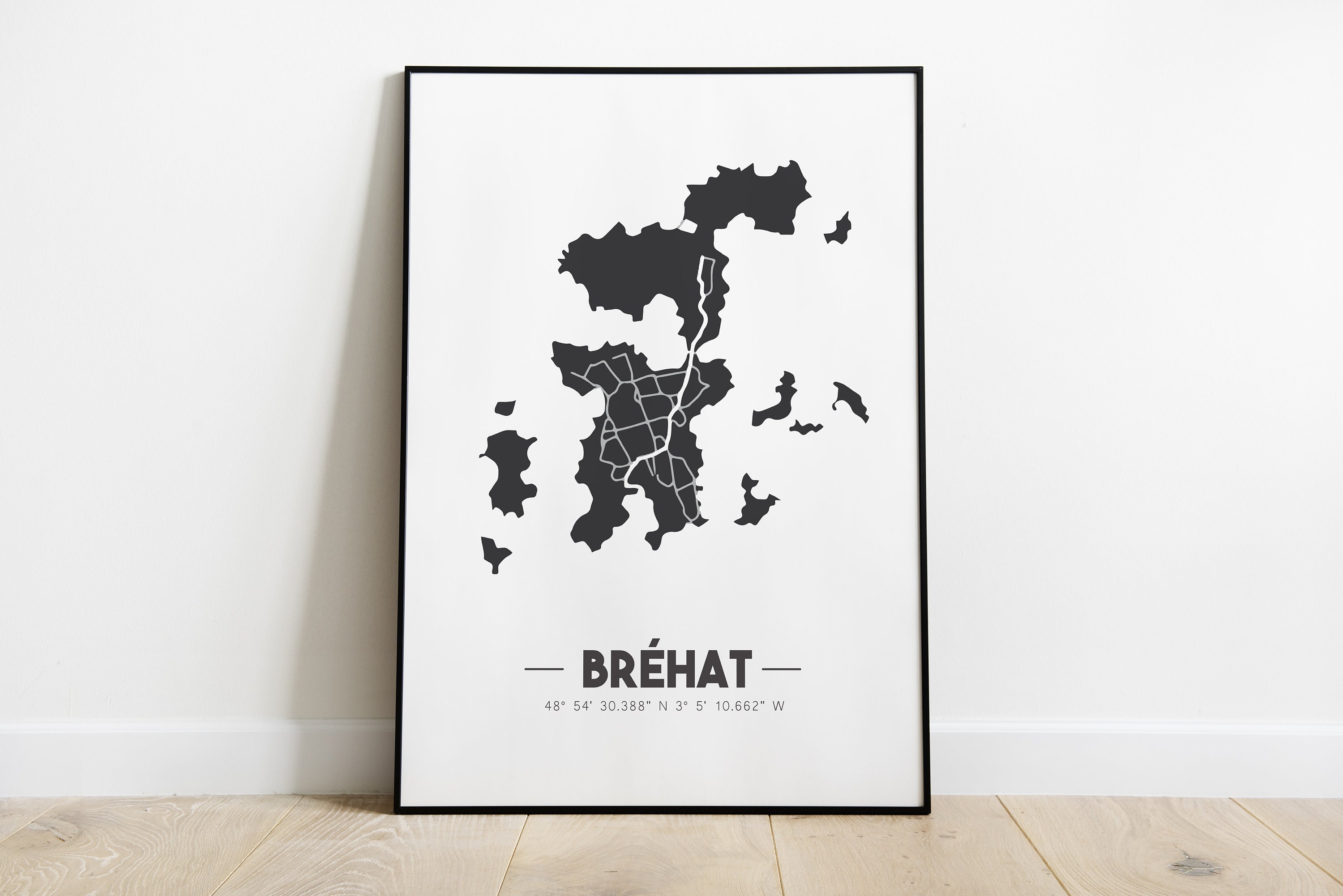 Carte de L'île Bréhat - Poster Minimaliste Bretagne Map Île Bréhat