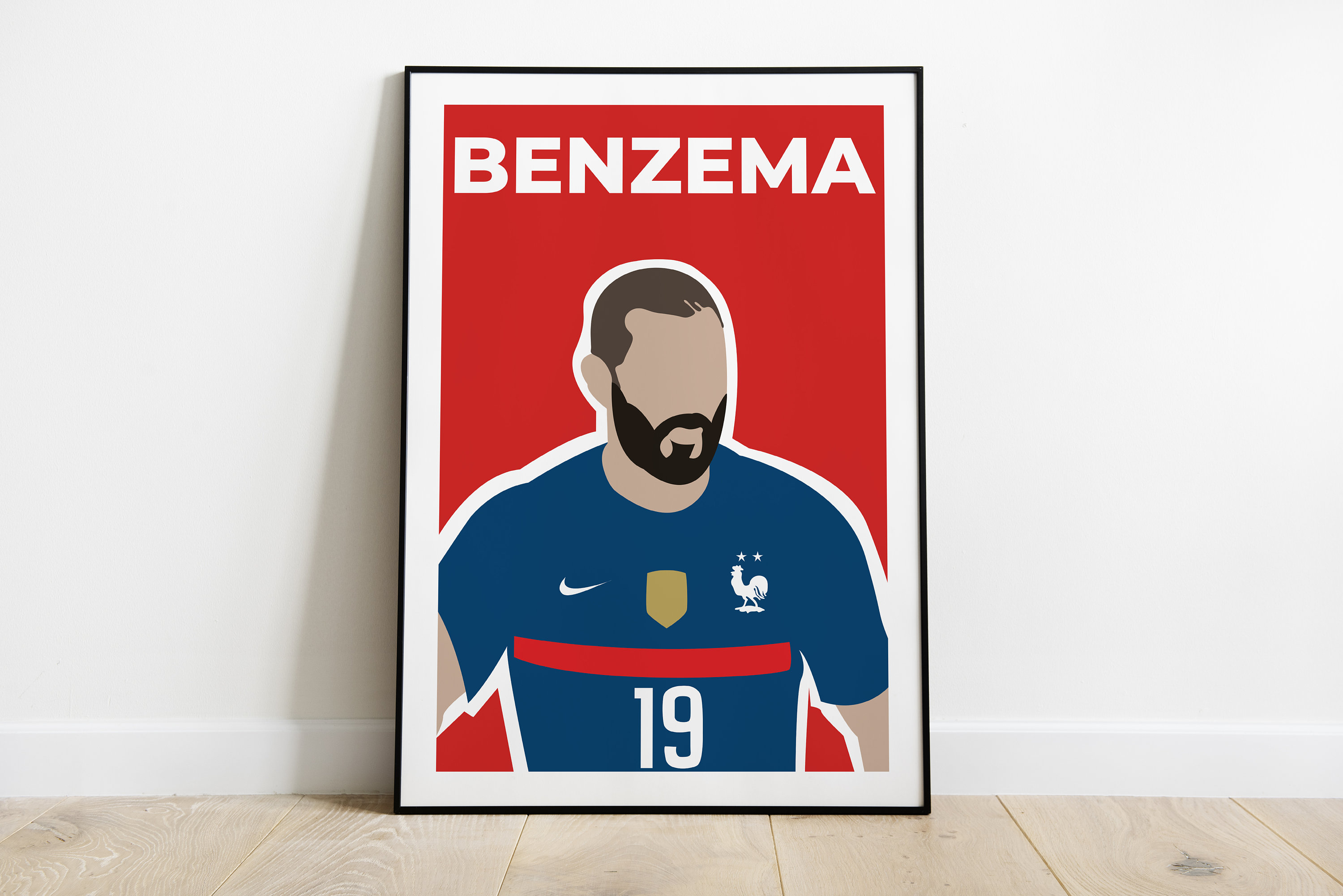 Poster Karim Benzema/Illustration Football, Équipe de France, Affiche Minimaliste