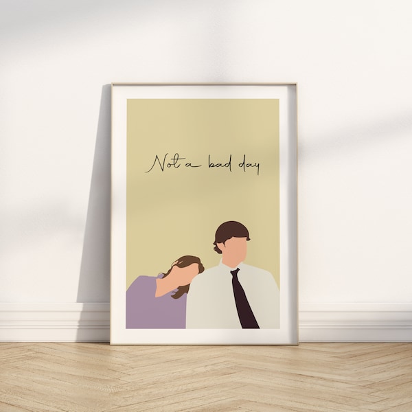 Minimalist poster of Jim and Pam - TV series The Office - Not a bad day - Jim and Pam The Office - Gift idea - Minimalist decoration