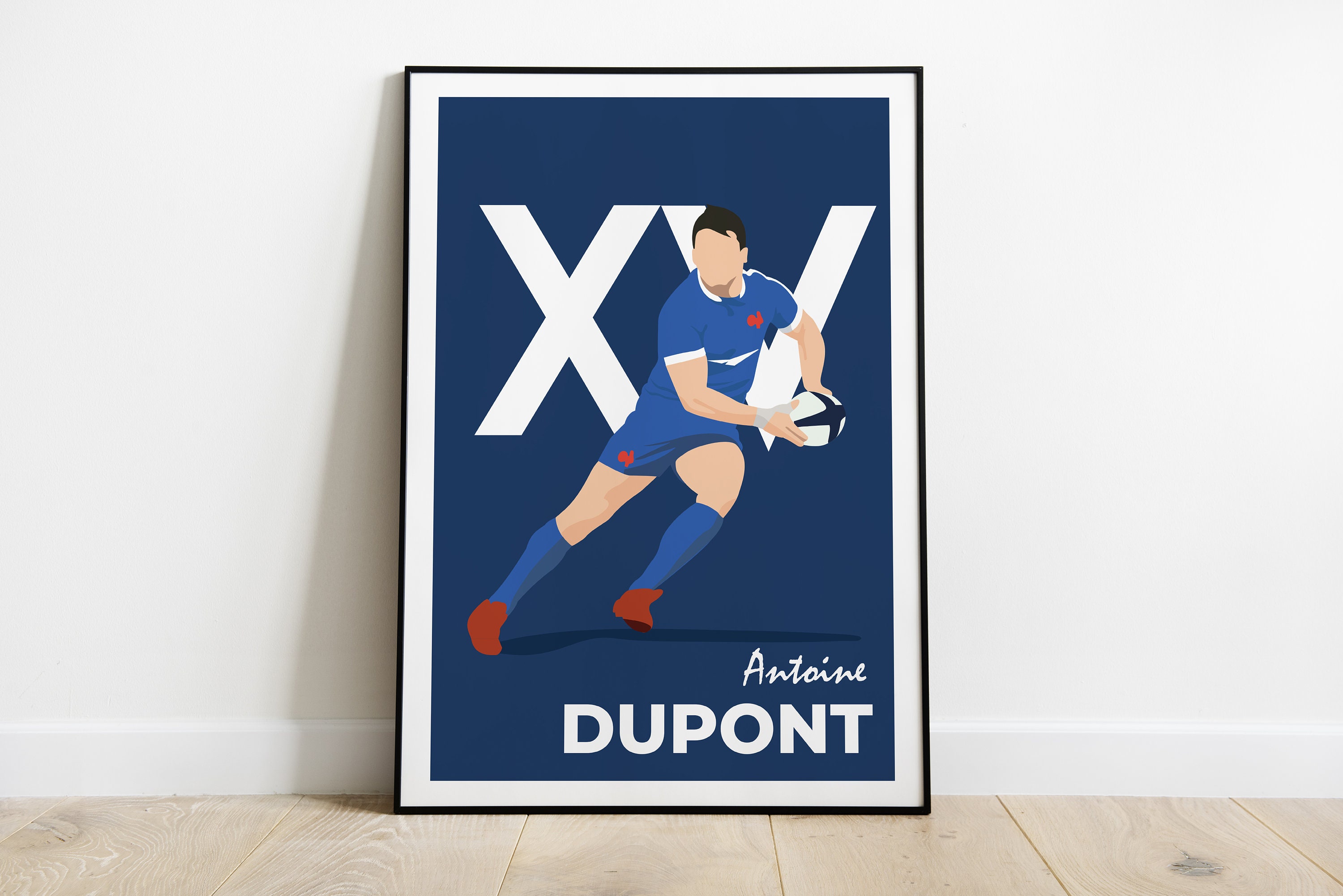 Poster Antoine Dupont Rugby Minimaliste, Décoration Xv de France, Affiche Imprimée
