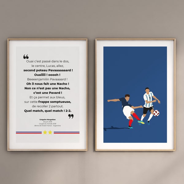 Poster Second poteau Pavard - affiche coupe du monde 2018 - Poster Pavard Football - Citation célèbre Grégoire Margotton