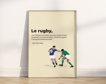 Affiche cadeaux de rugby - poster de rugby - Citation de rugby - Idée cadeaux fan de rugby - impression de rugby - décoration minimaliste