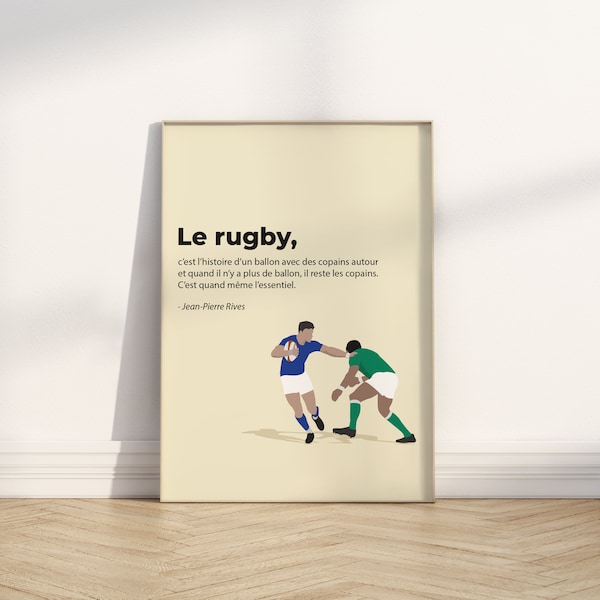 Affiche cadeaux de rugby - poster de rugby - Citation de rugby - Idée cadeaux fan de rugby - impression de rugby - décoration minimaliste