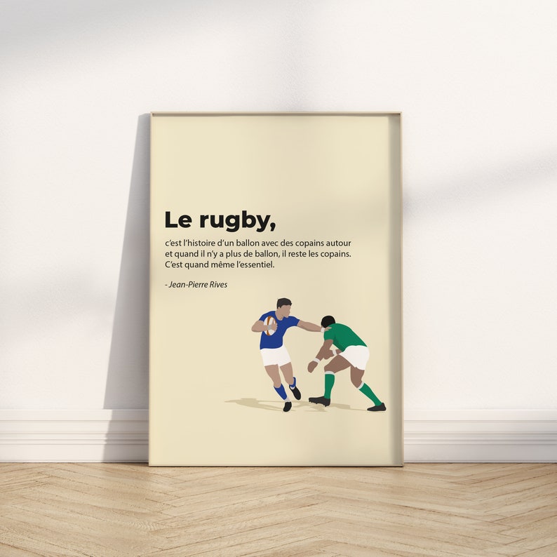 Affiche cadeaux de rugby poster de rugby Citation de rugby Idée cadeaux fan de rugby impression de rugby décoration minimaliste image 1