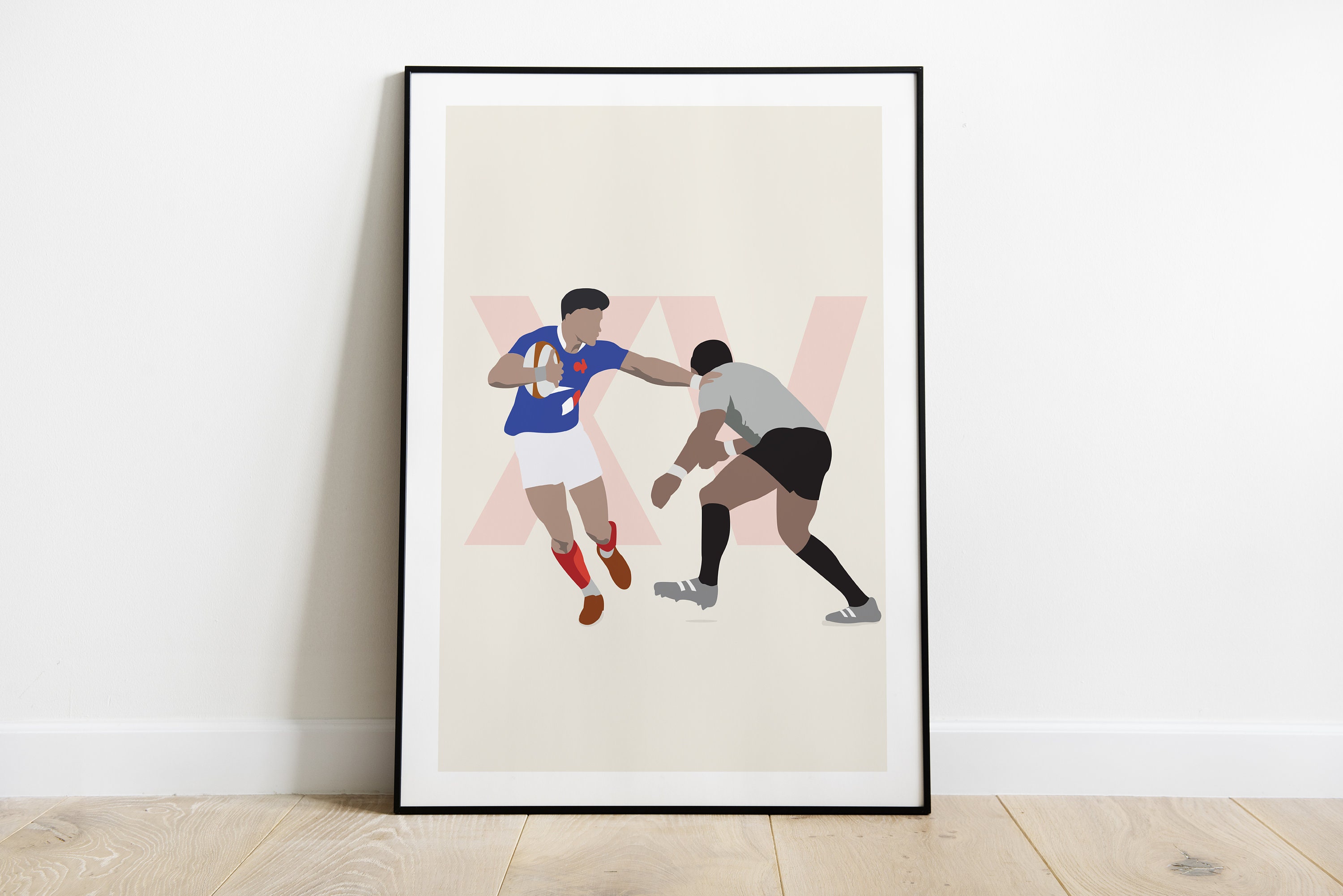 Affiche Xv de France Rugby, Poster Minimaliste Rugby, Ntamack Rugby