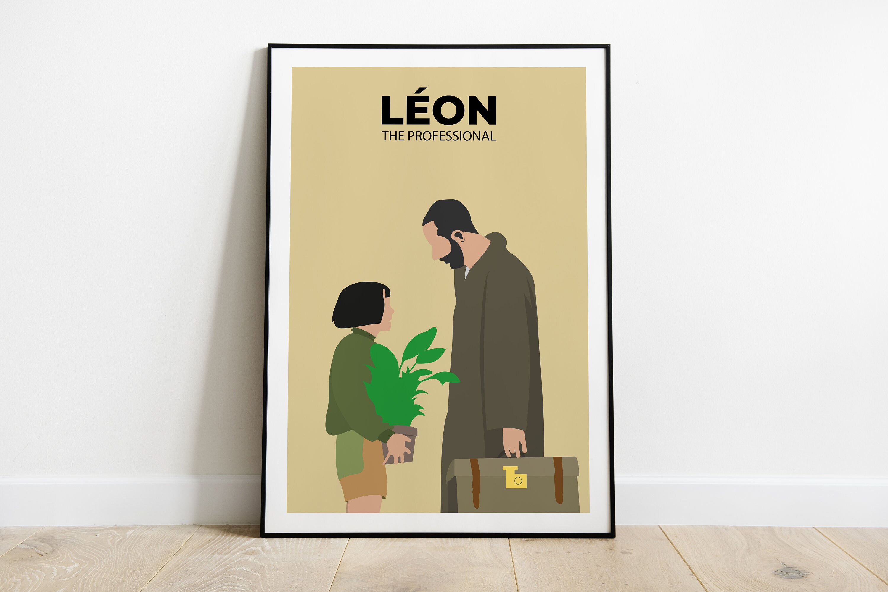 Poster Minimaliste Du Film Culte Léon Le Professionnel, Affiche Culte, Illustration Colorée Film