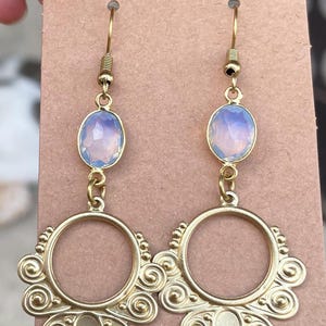 Handcrafted Pink Opalite Brass Earrings