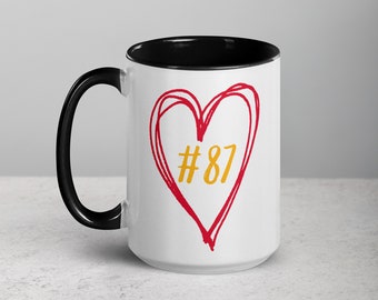 Love For #87 Coffee Mug | Heart #87 Mug | Coffee Mug | Here for #87 Mug | Football Mug | Gameday Coffee Mug