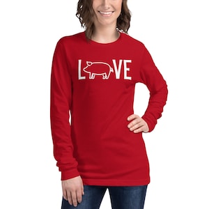 Hog Love Long Sleeve Tee | Pig Love Shirt | Razorback Crewneck | Love Hogs Shirt | Cute Hog Long Sleeve | Cute Pig Shirt