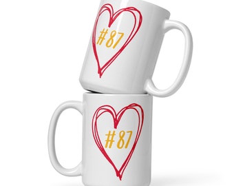 Love for #87 Coffee Mug | Heart #87 Mug | Coffee Mug | Here for #87 Mug | Football Mug | Gameday Coffee Mug