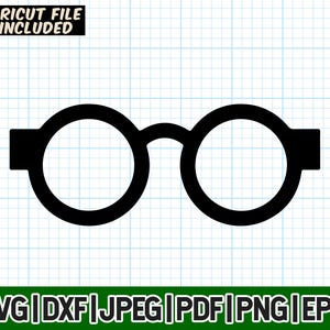 Puede incluir: Silueta en blanco y negro de un par de gafas redondas.