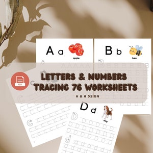 Printable My first ABC tracing worksheets, Tracing Activities for Capital and Small Letters + numbers for preschoolers[English][76 pages]