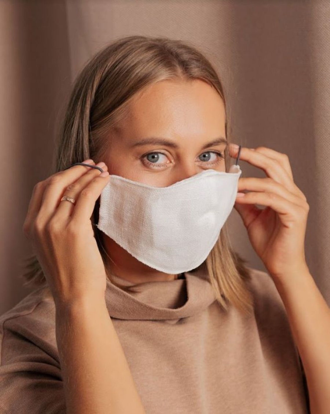 Saluteme inhalation mask 2/ Natural linen face mask / Washable Etsy